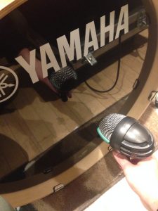 The mic was placed about two inches from the drum, and about three off of the center. There was no hole in the drum to place the mic in front of. 